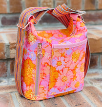 Load image into Gallery viewer, The Krystal Convertible Handbag in Orange and Pink Floral