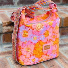 Load image into Gallery viewer, The Krystal Convertible Handbag in Orange and Pink Floral