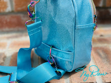 Load image into Gallery viewer, The MavPack Mini Backpack in Magenta flower and Sparkle Turquoise