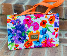 Load image into Gallery viewer, The Bend and Snap Clutch in Bright Floral and Orange
