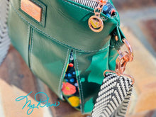 Load image into Gallery viewer, The Ayla Crossbody in Blue Rifle Floral and Green Vinyl