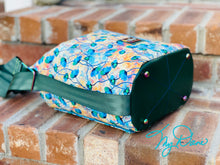 Load image into Gallery viewer, The Krystal Convertible Mini Handbag in Blue and Copper Floral