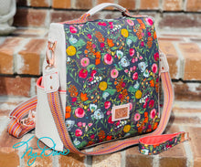 Load image into Gallery viewer, The Guardian Anti-Theft Backpack in Grey Floral w/off white marine vinyl