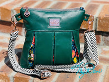 Load image into Gallery viewer, The Ayla Crossbody in Blue Rifle Floral and Green Vinyl