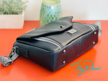 Load image into Gallery viewer, The Dani CC Convertble Crossbody Bag In Black Textured Marine Vinyl