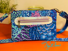 Load image into Gallery viewer, The Bend and Snap Clutch in Blue & Lavendar