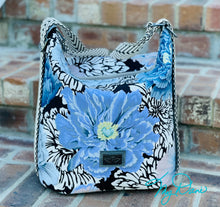 Load image into Gallery viewer, The Krystal Convertible Handbag in Kaffe Lavender Floral