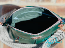 Load image into Gallery viewer, The Ayla Crossbody in Blue Rifle Floral and Green Vinyl