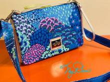 Load image into Gallery viewer, The Bend and Snap Clutch in Blue & Lavendar