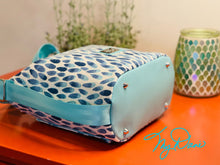 Load image into Gallery viewer, The Mini Krystal Convertible Handbag in Blue Tear Drop Italian Linen