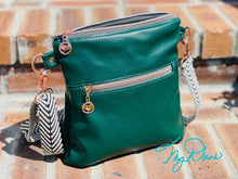 Load image into Gallery viewer, The Ayla Crossbody in Blue Rifle Floral and Green Vinyl