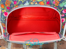 Load image into Gallery viewer, The Guardian Anti-Theft Backpack in Grey Floral w/off white marine vinyl