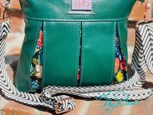 Load image into Gallery viewer, The Ayla Crossbody in Blue Rifle Floral and Green Vinyl