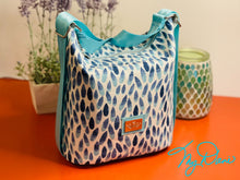 Load image into Gallery viewer, The Mini Krystal Convertible Handbag in Blue Tear Drop Italian Linen