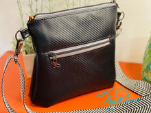 Load image into Gallery viewer, The Ayla Crossbody Bag in Bright Floral and Textured Black.