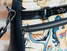 Load image into Gallery viewer, The Moxie Crossbody Handbag in Tan Mermaid and Black textured Marine Vinyl
