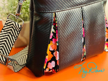 Load image into Gallery viewer, The Ayla Crossbody Bag in Bright Floral and Textured Black.
