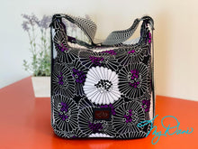 Load image into Gallery viewer, The Krystal Convertible Handbag in Purple &amp; White Floral
