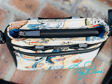 Load image into Gallery viewer, The Moxie Crossbody Handbag in Tan Mermaid and Black textured Marine Vinyl
