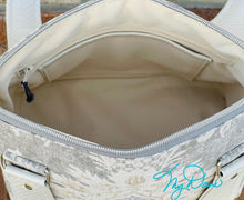 Load image into Gallery viewer, The Lola Classic Handbag in Grey Floral Canvas
