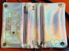 Load image into Gallery viewer, The Bend and Snap Clutch in Blue &amp; Lavendar
