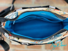 Load image into Gallery viewer, The Moxie Crossbody Handbag in Tan Mermaid and Black textured Marine Vinyl
