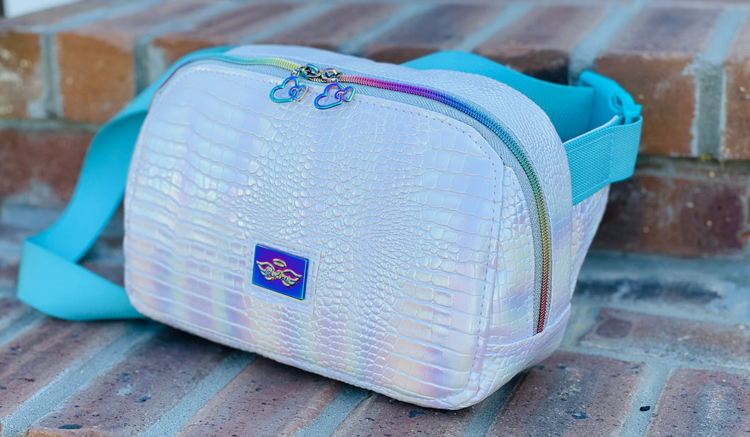 The Louie Waistbag/Crossbody in Iridescent White