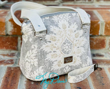 Load image into Gallery viewer, The Lola Classic Handbag in Grey Floral Canvas
