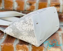 Load image into Gallery viewer, The Lola Classic Handbag in Grey Floral Canvas
