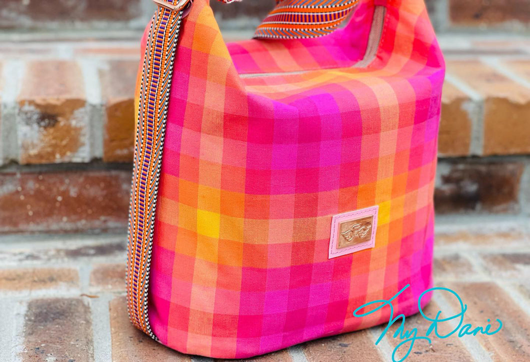 The Krystal Convertible Handbag in AG Pink Plaid