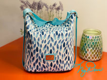 Load image into Gallery viewer, The Mini Krystal Convertible Handbag in Blue Tear Drop Italian Linen

