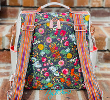 Load image into Gallery viewer, The Guardian Anti-Theft Backpack in Grey Floral w/off white marine vinyl
