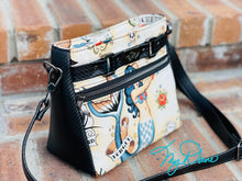 Load image into Gallery viewer, The Moxie Crossbody Handbag in Tan Mermaid and Black textured Marine Vinyl
